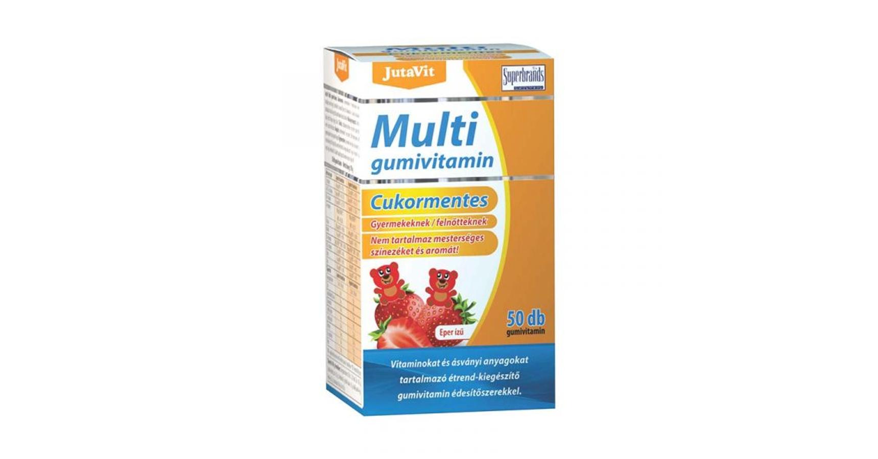 JutaVit Multivitamin eper ízű cukormentes gumivitamin 50x - Vitaminok ...