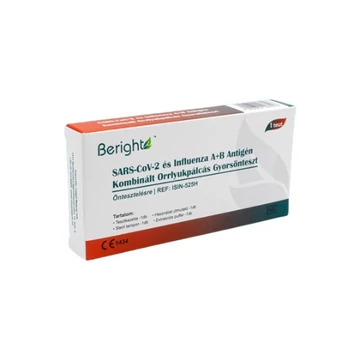 ALLTEST Beright COVID-19 Ag és influenza A+B kombinált otthoni gyorsteszt - 1 db tesztkészlet (orrlyukpálcás)