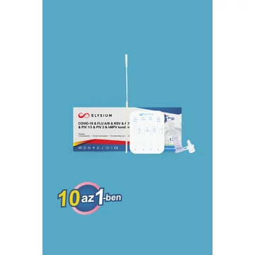 Elysium 10 az 1-ben COVID-19 &amp; FLU A/B &amp; RSV &amp; ADV &amp; MP &amp; CP &amp; PIV 1/3 &amp; PIV 2 &amp; hMPV kombinált gyorsteszt - 1 db tesztkészlet (orrlyuk) - Lejárati idő: 2027-02-11