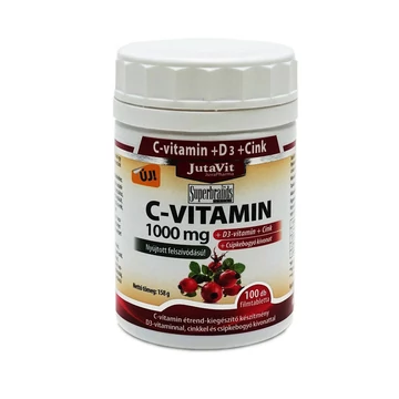 JutaVit C-vitamin 1000 mg nyújtott kioldódású + csipkebogyó + D3 vitamin + Cink 100 db JutaVit C-vitamin 1000 mg nyújtott kioldódású + csipkebogyó + D3 vitamin + Cink 100 db
