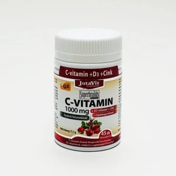 JutaVit C-vitamin 1000 mg nyújtott kioldódású + csipkebogyó + D3 vitamin + Cink 45x
