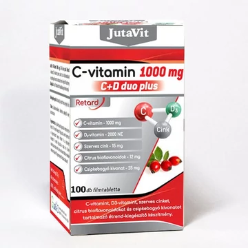 JutaVit C-vitamin 1000mg C+D duo plus Retard Filmtabletta 100X JutaVit C-vitamin 1000mg C+D duo plus Retard Filmtabletta 100X