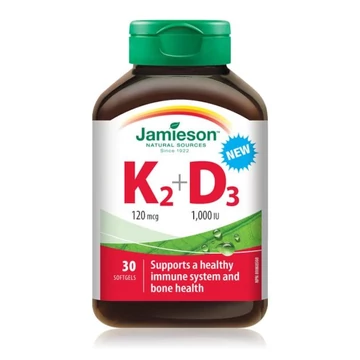 Jamieson K2+D3 vitamin 120mcg + 1000 IUE 30 puha kapszula Jamieson K2+D3 vitamin 120mcg + 1000 IUE 30 puha kapszula