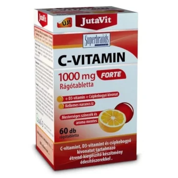 Jutavit C-vitamin Forte rágótabletta+D3+csipkebogyó kivonat 1000mg 60x (narancs)