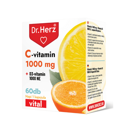 Dr. Herz C-vitamin 1000mcg + D3-vitamin 1000NE 60x