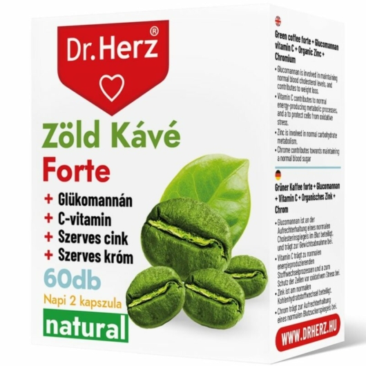 Dr. Herz Zöld Kávé Forte + C-vitamin + Glükomannám 60x