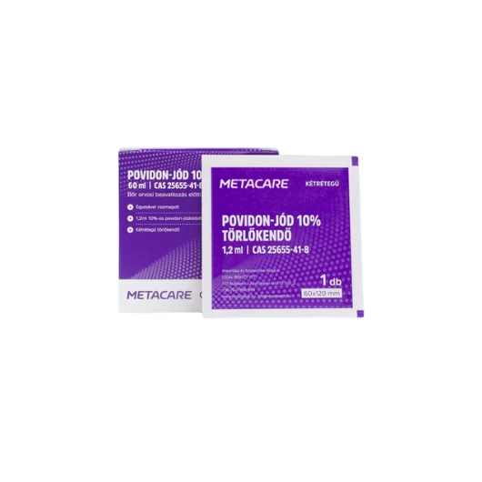 METACARE povidon-jód 10% törlőkendő - 60 x 120 mm - 50 db - 60 ml METACARE povidon-jód 10% törlőkendő - 60 x 120 mm - 50 db - 60 ml