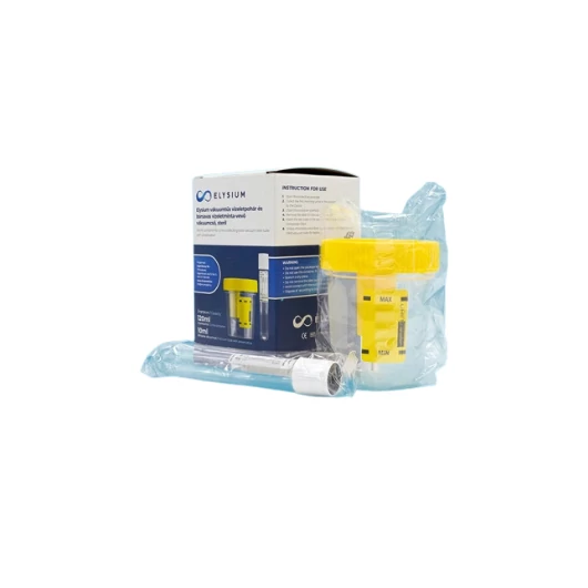 Elysium steril vákuumtűs vizeletgyűjtő pohár és bórsavas vizeletminta-vevő vákuumcső