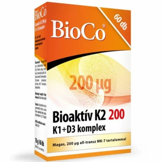BioCo Bioaktív K2 200 K1+D3 komplex 60x