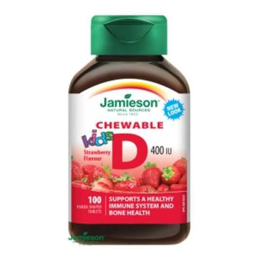 Jamieson D3-vitamin 400IU Kids eper rágótabletta 100x