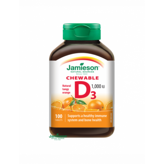 Jamieson D3-vitamin 1000IU narancs rágótabletta 100x