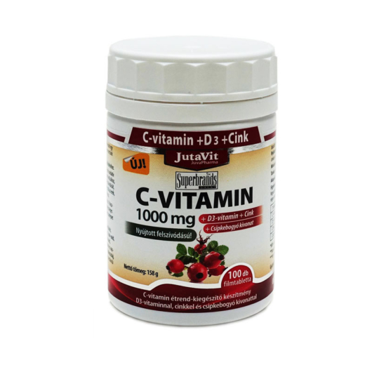 JutaVit C-vitamin 1000 mg nyújtott kioldódású + csipkebogyó + D3 vitamin + Cink 100 db