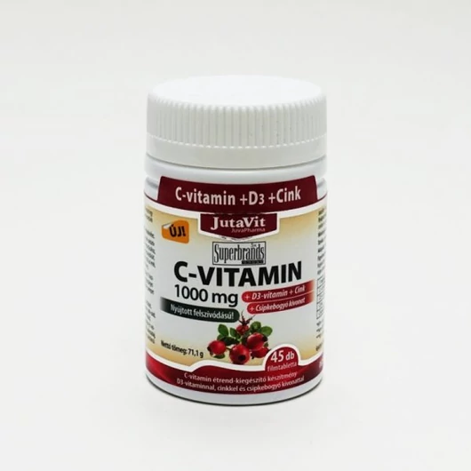 JutaVit C-vitamin 1000 mg nyújtott kioldódású + csipkebogyó + D3 vitamin + Cink 45x