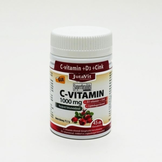 JutaVit C-vitamin 1000 mg nyújtott kioldódású + csipkebogyó + D3 vitamin + Cink 45x