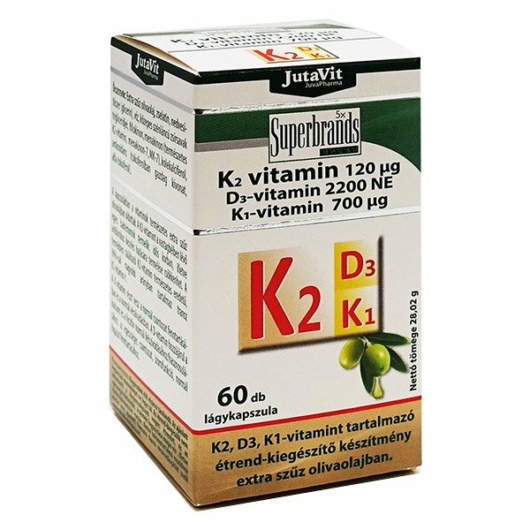 JutaVit K2-vitamin 120µg – D3-vitamin 2200NE – K1-vitamin 700µg 60x